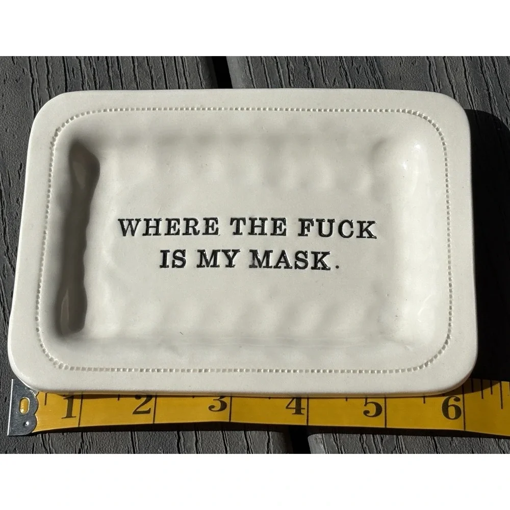 Where Is My Mask Trinket Dish Fu€^ Rectangle Ceramic‎